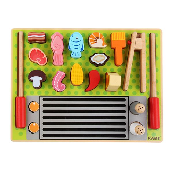 Simulazione in legno per bambini cucina casa da gioco gelato negozio di frutta barbecue set taglio cognitivo registratore di cassa giocattoli educativi LJ201009
