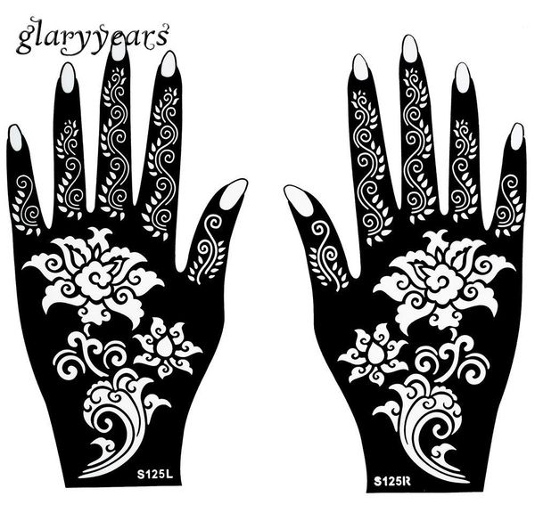 

women mehndi flower body pattern * pair design tattoo henna stencil painting art 20 11cm wholesale-airbrush hands beautiful for 1 sqcdi