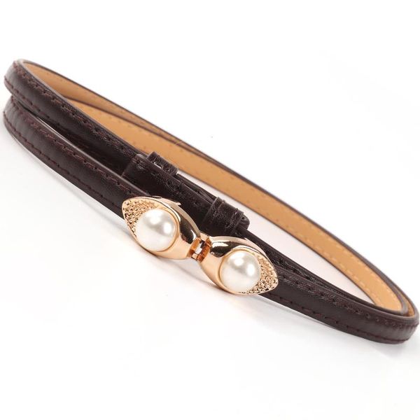 

pearl сплава пряжки пояса платье твердая кожезаменитель thin cummerbunds регулируемый дизайн повседневный все матча длинные женщины партии п, Black;brown