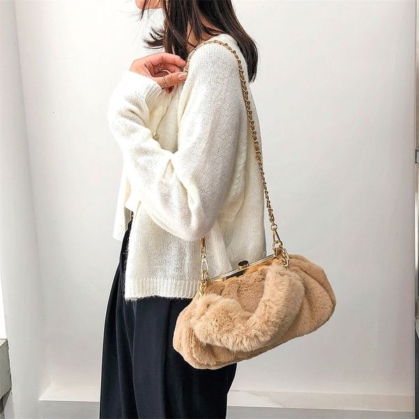 

women plush daily shoulder phone pouch handbags popular simple female daily bag casual chain snap crossbody bags