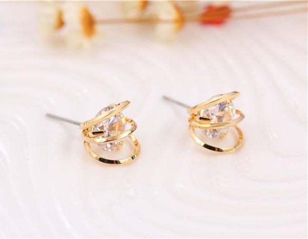 

earrings 18k gold plated hollow earrings korean luxury filigree elegant zircon geometric earrings, Golden;silver