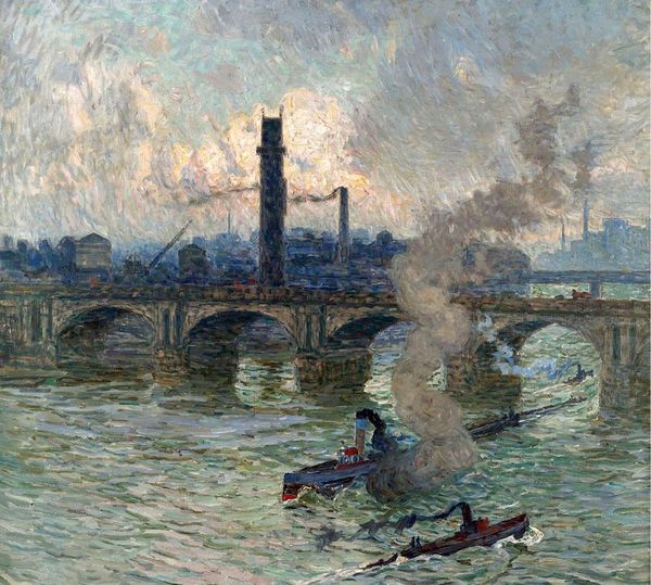 

streamboats on the thames landscape with bridge home decor handcrafts /hd print oil painting on canvas wall art canvas pictures , f2012030