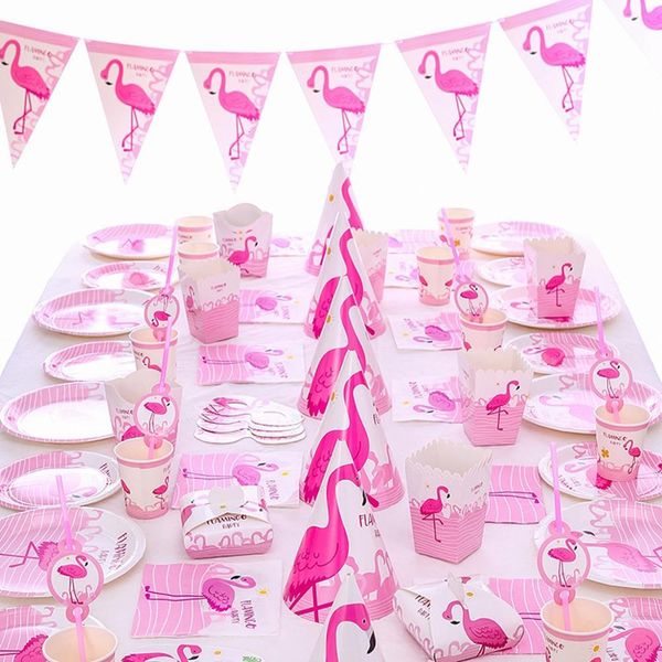 

pink decoration hawaiian flamingo birthday party decorations kids paper cups plates supplies