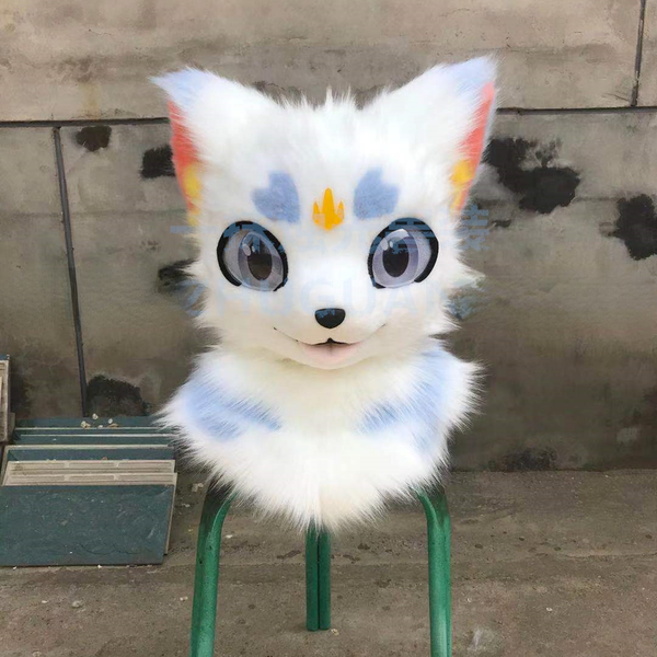 

mascot costumes long-haired animal head furry animal costume cute fursuit realistic large-scale event costume event stage performance, Red;yellow
