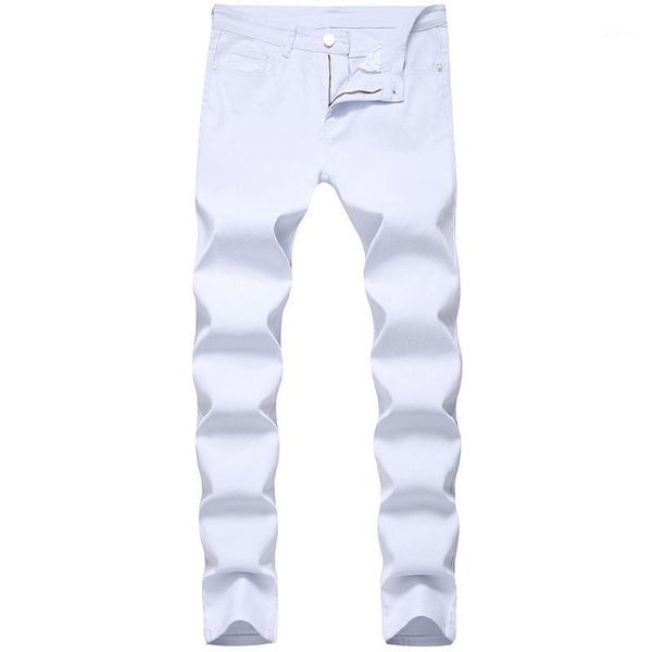 

new men pants long casual jeans white cotton slim fit fashion plus size male jeans four season1, Blue