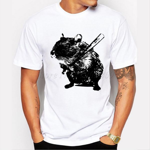 

азиатский размер новая мода сердитый street art baseball mouse / hamster printed животных с коротким рукавом смешные tops hipster tee толсто