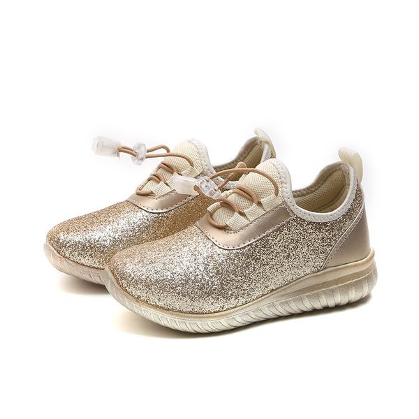 

sports for girls boys solid golden silvery sport bandage casual toddler running sneakers children summer shoes, Black