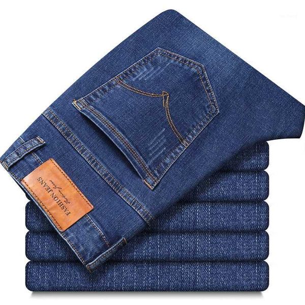 

2020 new men's fashion business jeans classic style casual stretch slim jean pants male brand denim trousers black blue 28-401
