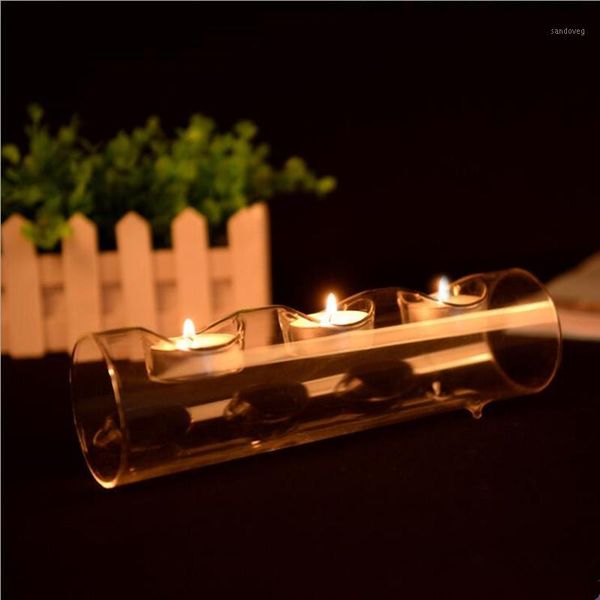 

6pcs/pack three holes glass candle holder home decoration wedding event decorative props friend gift1