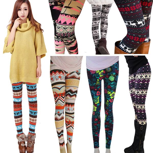 

fashion legging women fashion deer christmas print bottoms winter warm pants plus size 5xl casual skinny elastic fitness#sw, Black