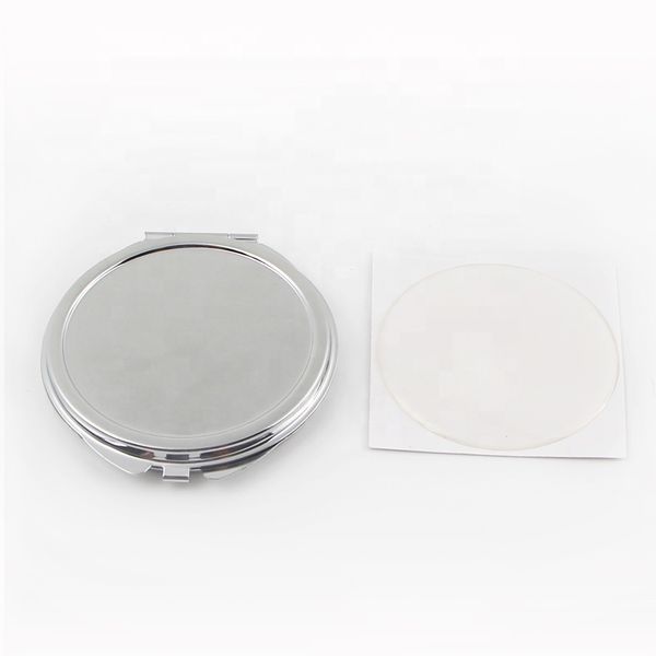 

silver round sublimation metal flat compact mirror