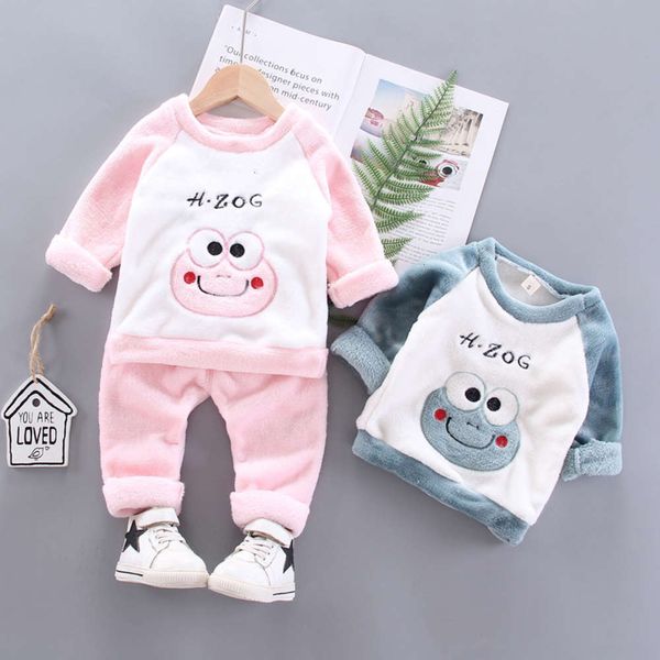 

thickened flannel children's pajamas cartoon home cloth men's and women's baby warm suit, Blue;red