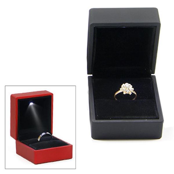 

earring packaging ring box storage decoration with led lighted gift organizer jewelry display wedding propose for engagement, Pink;blue