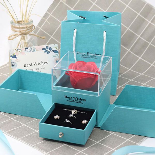 

flower rose jewelry box girl women earrings earrings lipstick makeup wedding wedding birthday valentine's day gift storage