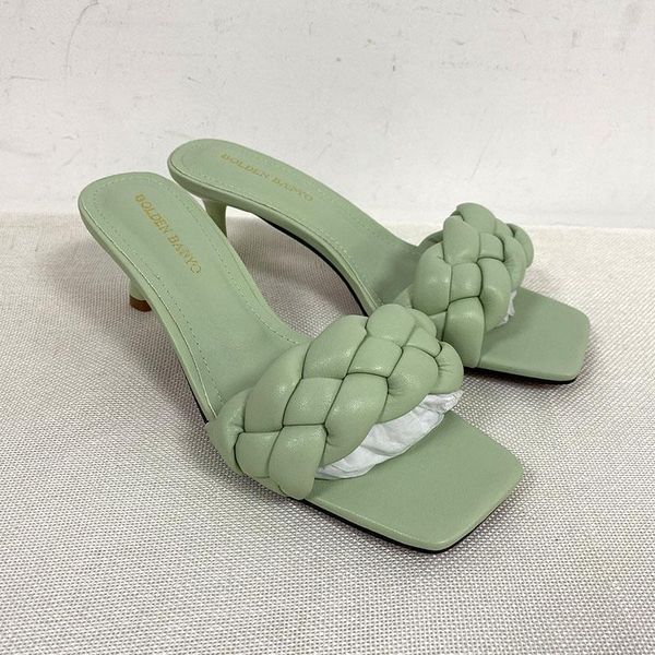 

sandals stiletto trendy fashion weave summer shoes woman sandal thin high heels comfort candy colors female plus size 411, Black
