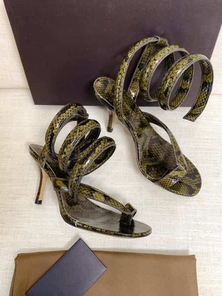 

french high heeled women's slim heels new snake wound roman sandal net red clip toe sandal in summer 2020, Black