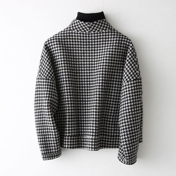 

women winter casual wool coat short 2020 spring autumn female jacket plaid double-side wool coats outerwear 37119 yq1372 s1, Black