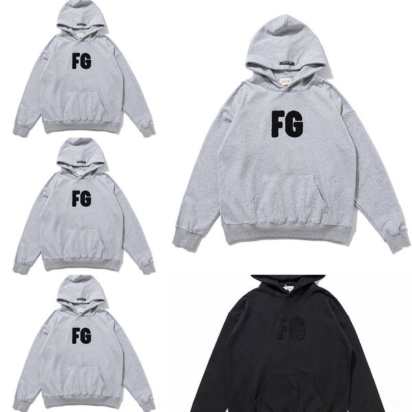 

evhmy 2020 fall/winter 2020 men's large size loose flocking fg letter fog hooded sweatersweater new fall/winter new flockin large size, Black