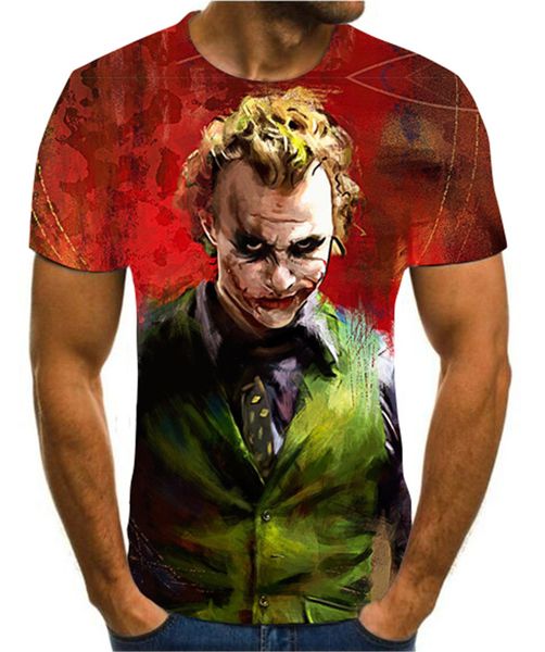 

trendy summer creative design clown face all-around 3d print shirts comics harajuku oversized men clothing