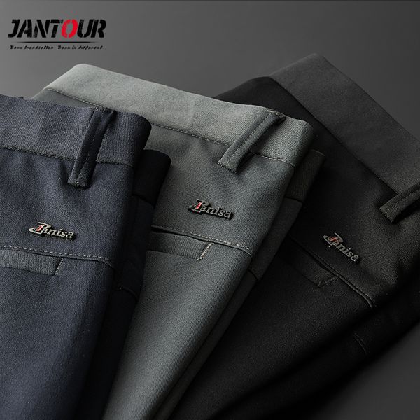 

brand autumn mens pants casual cotton basic classic straight high waist business office trousers men 2020 new big size 40 c1018, Black