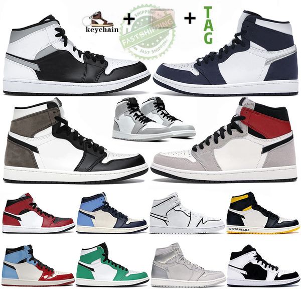 

mens boots shoes 1 1s mid white shadow men women jumpman light smoke grey twist high dark mocha chicago obsidian unc trainers sneakers, Black