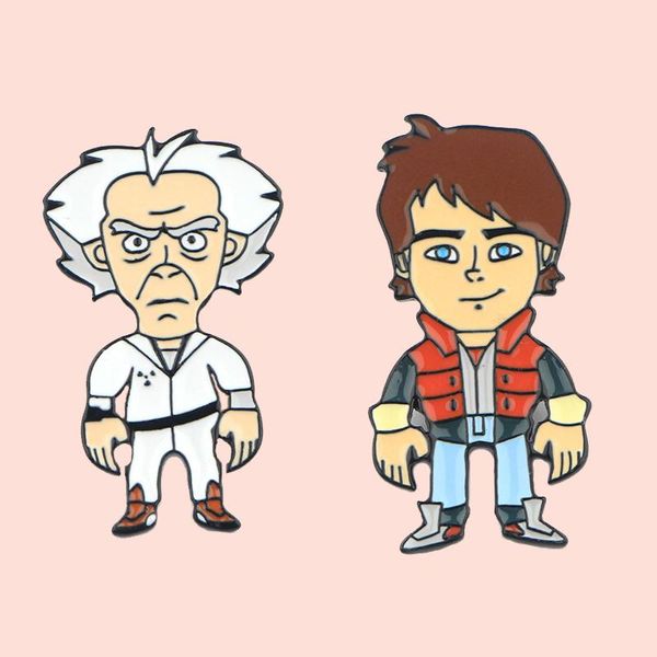 

zf362 cartoon back to the future ювелирные изделия эмаль pins и броши мультфильм творческий металл denim hat знак для друзей дети, Gray