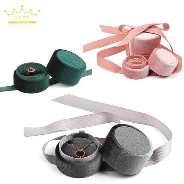 

ring box pendant jewellry store gift packaging box earring necklace holder velvet jewelry organizer 1pc, Pink;blue