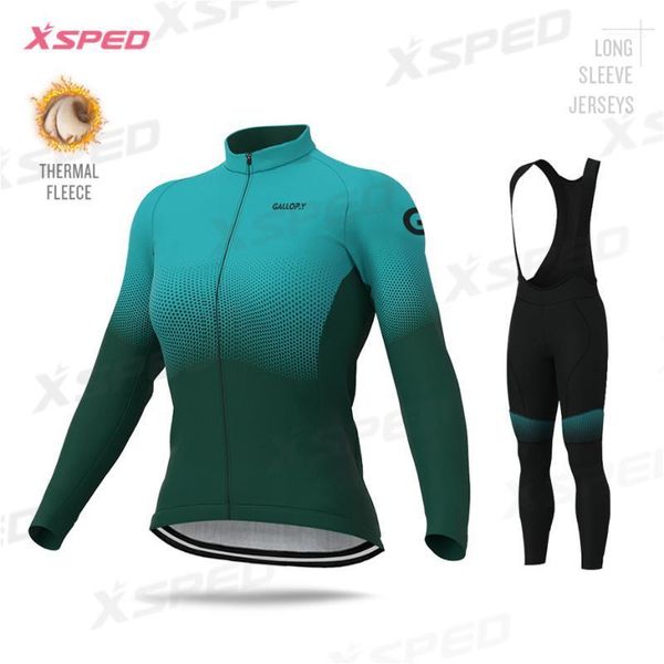 

women cycling clothing mtb jacket kit winter thermal fleece jersey set lady long sleeve stylish simplicity female cycle clothes1, Black;blue