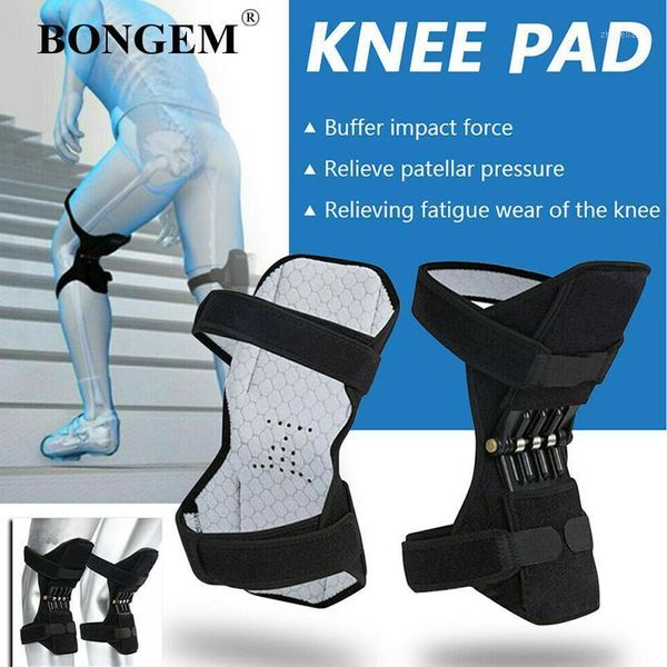 

knee protection joint support non-slip power lift knee pads powerful rebound spring force climbing fitness equipment1, Black;gray