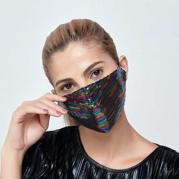 

mask sequins mouth cover mask fashion bling face bling protective pm2.5 dustproof washable reuse face masks elastic earloop mouth mask