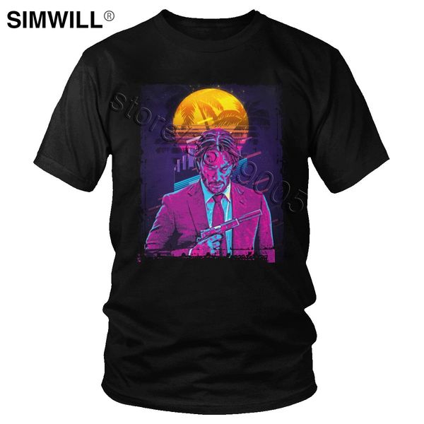 

sport vintage john wick t-shirt novelty casual cotton shirts men's short sleeves o-neck retrowave art tshirt summer tee fan gift
