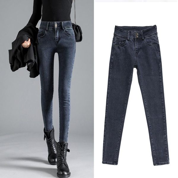 

fashion stretch jeans women 2020 new high waist slim jeans high quality, Blue