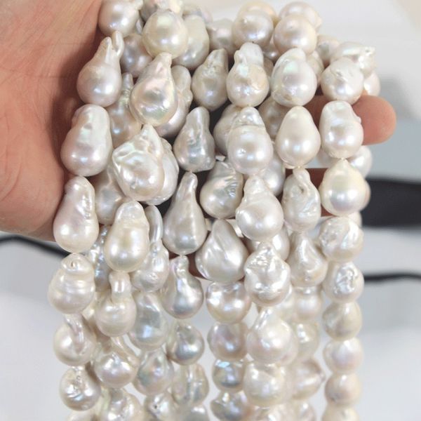 

luxury white real freshwater pearl beads 1 strand 15-25mm big baroque pearl loose pearl beads strands for women necklace lps0004 t200113, Silver