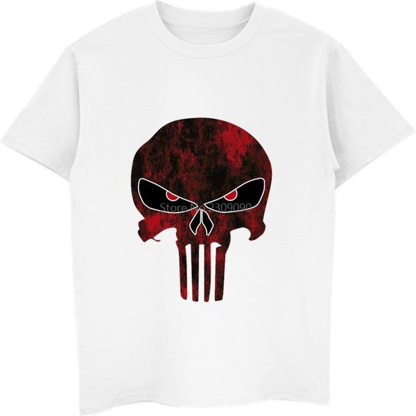 

sport sell punisher skull red funny print t-shirt men's cotton short sleeve t shirt male fashion casual shirts hip hop tees