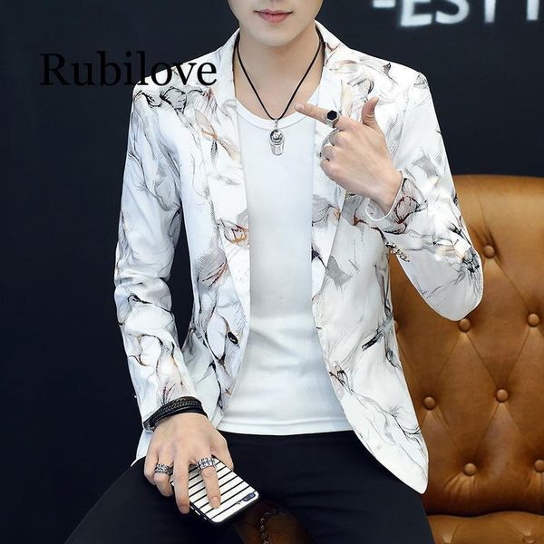 

printed in the spring of 2020 the new men's blazer cultivate one's morality trend fashion suits, White;black