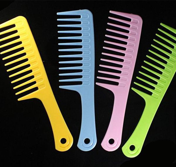 

1pc salon hairdressing handle wide tooth hairburshes hair comb detangling massa sqcggu bdehair, Silver