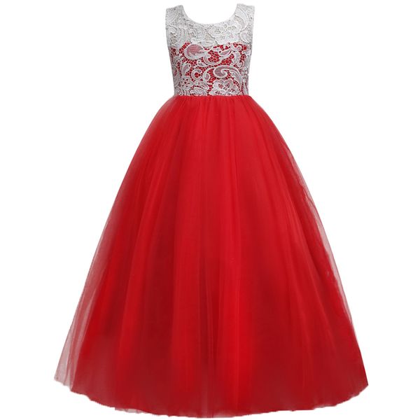 

teen costume childrens clothing 2020 girls dress party princess dress for kids girls lace wedding flower girl dresses 4-14years t200709, Red;yellow