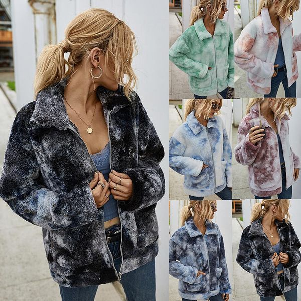 

women jacket winter fashion tie-dyed thick warm jackets european and american womens outwear windbreaker 6 colors size s-xl, Black;brown