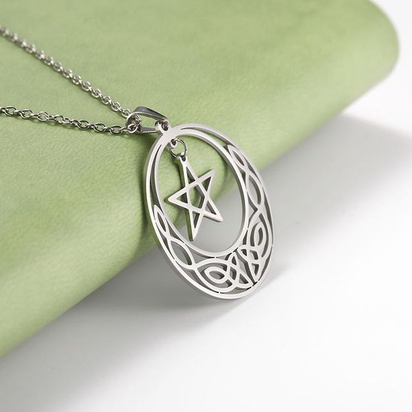 

chains vcu product classic retro pendant stainless steel five-pointed star necklace titanium fashion, Silver