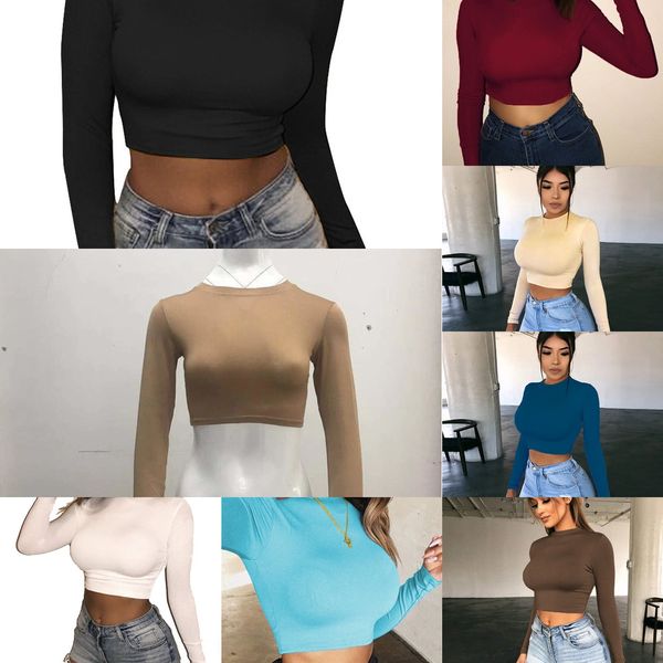 

женский пассив new sexy длинный рукав t- с пупком подвергается осенью зимой 2019 t- рубашки рубашки 6kyfd, White