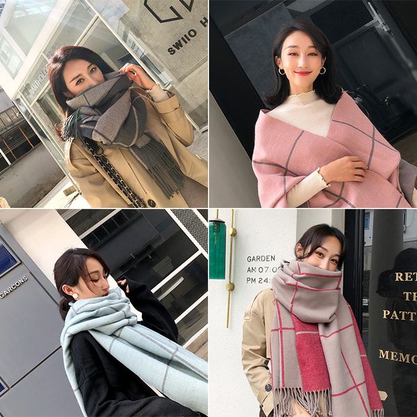 

плед ретро шарф женская зимняя корейская версия диких британских ins прилив осенью и зимние студенты утолщенные шал двойное использование ша