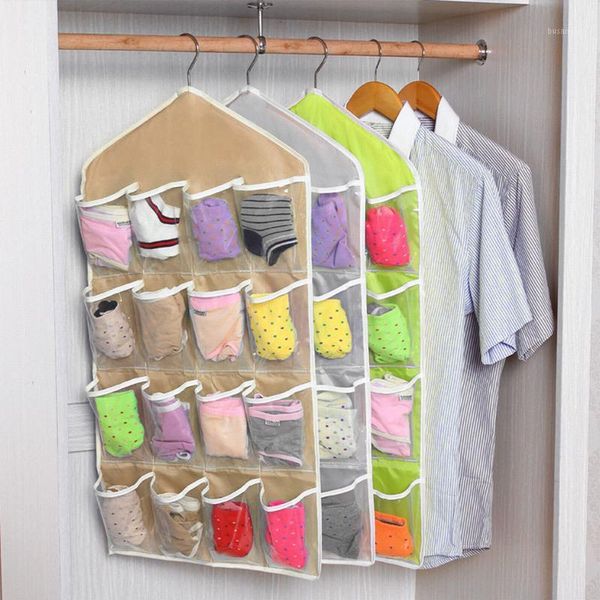 

16 pockets wall hanging storage bags cosmetics toys bags mounted wardrobe organizer underwear sock jewelry sorting1