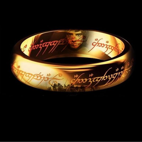 

classic men women lotr 18kt gold gp wedding band ring pendant width 6mm size 6-11 gift ing, Golden;silver