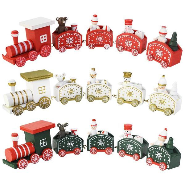 

mini wooden christmas train decor 2021 snowflake pattern train sets for kids gifts toy happy new year xmas party ornaments noel