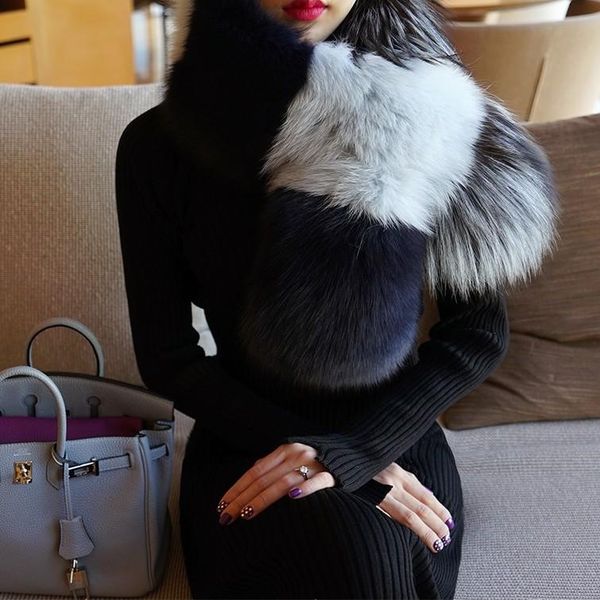 

scarves fur scarf shawl winter style real korean fashion, Blue;gray