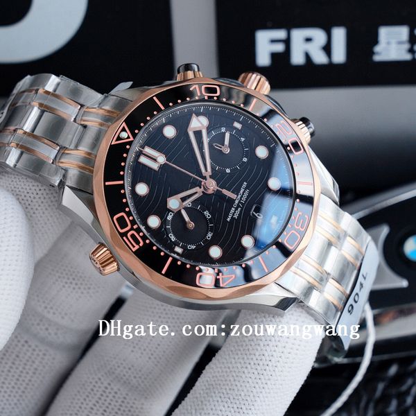 

2020 sea ceramic bezel watches aqua master terra man sport chronograph wristwatches james bond 007 boss timing mens watch d3035, Slivery;black