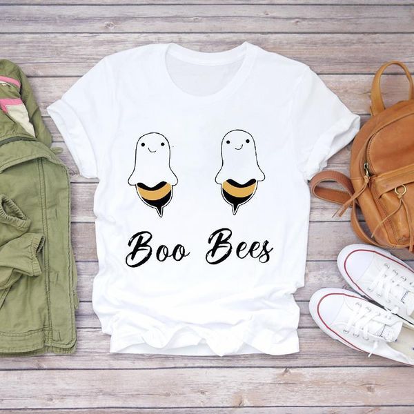 

women cute bee funny cartoon cute fall thanksgiving halloween print lady womens graphic t t-shirts shirt female tee t-shirt, White