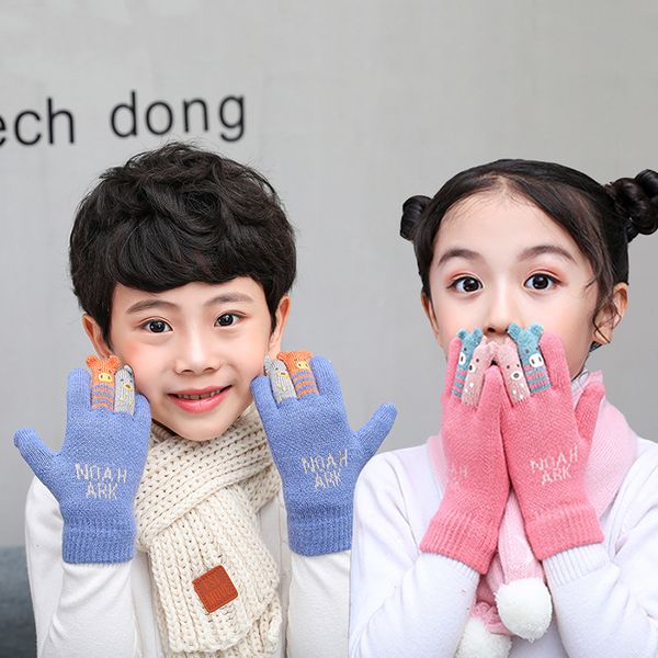 

2021 latest 3-7-8-9 finger and years children's old autumn winter newfive cartoon wool boys' warm knitting 6 girls' gloves ne