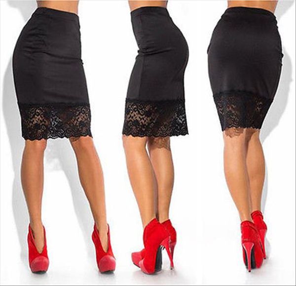 

sexy кружева мини юбка юбка-карандаш красный черный женщины формальное stretch высокая талия short, Black