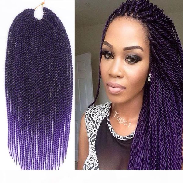 

senegalese twist hair crochet braid 18'' 30roots ombre braiding hair extension high temperature fiber black gray